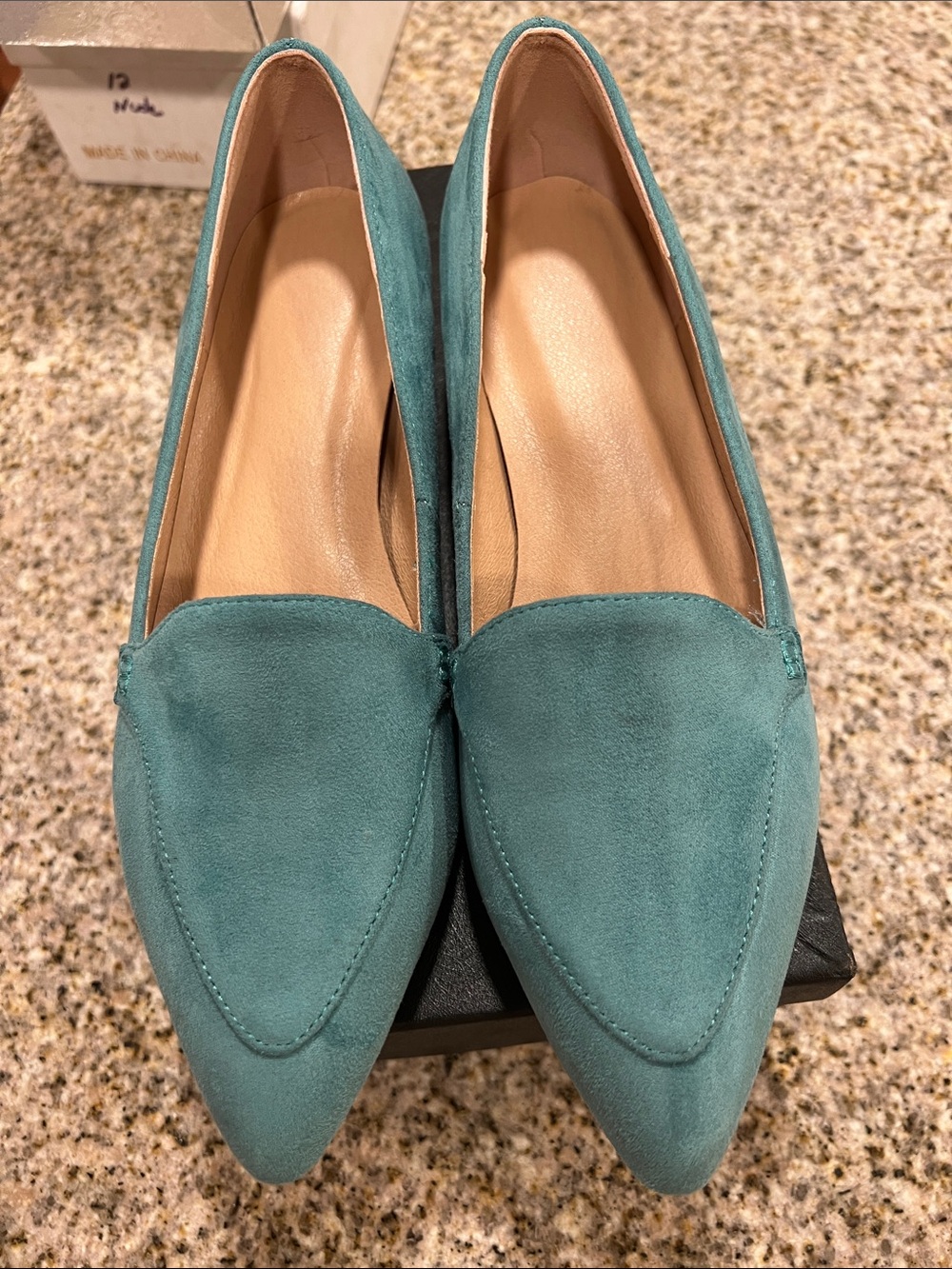 LEHOOR Women Casual Pointed Toe Navy Suede Loafers Size: 7.5